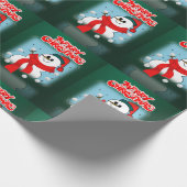Frohe Weihnachts Wrapping Paper Snowman Geschenkpapier (Ecke)