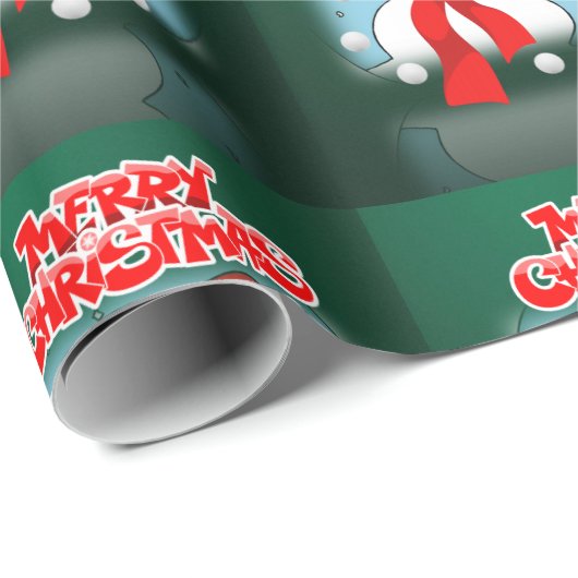 Frohe Weihnachts Wrapping Paper Snowman Geschenkpapier (Rolleneckpunkt)