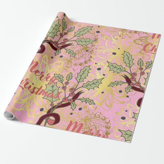 Frohe Weihnachts-Wrapping Papier Geschenkpapier (Ungerollt)