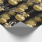 Frohe Weihnachts Wrapping Papier Gold Balls Black Geschenkpapier (Ecke)