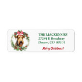 Frohe Weihnachts-Wreath Airedale Rücksendeadresse (Vorne)