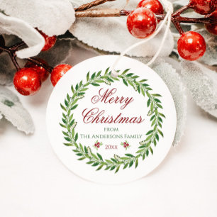 Frohe Weihnachts-Wreath-Familie Classic Geschenkanhänger