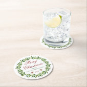 Frohe Weihnachts-Wreath-Familie Runder Pappuntersetzer (Vor Ort)