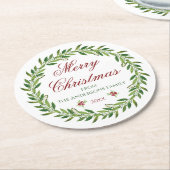 Frohe Weihnachts-Wreath-Familie Runder Pappuntersetzer (Angewinkelt)