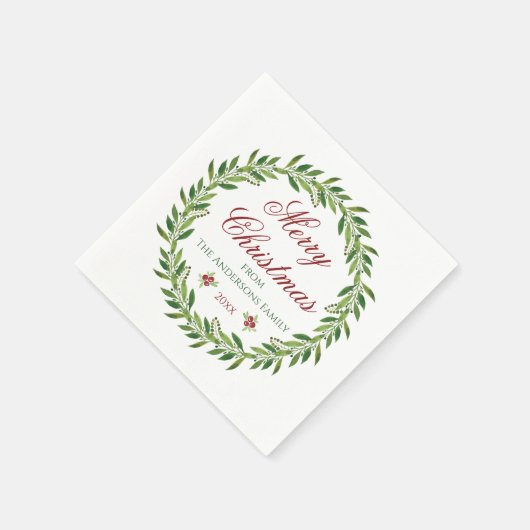 Frohe Weihnachts-Wreath-Familie Serviette (Ecke)
