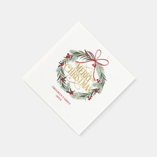 Frohe Weihnachts-Wreath-Feier Napkins Serviette (Ecke)