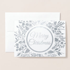 Frohe Weihnachts-Wreath-Floral Folienkarte