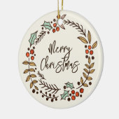 Frohe Weihnachts-Wreath-Foto Keramik Ornament (Links)