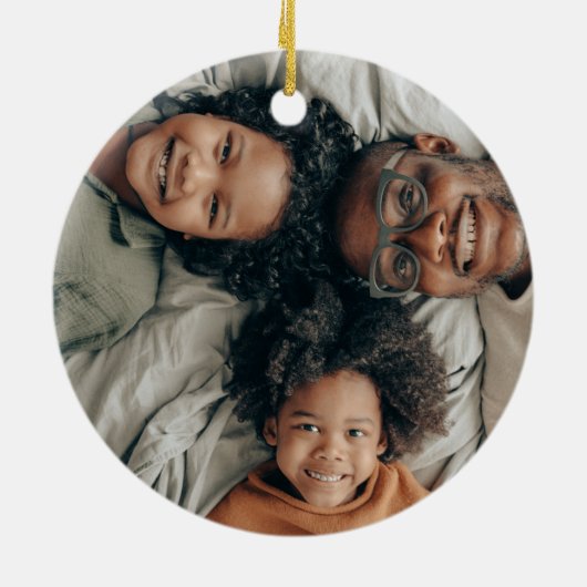 Frohe Weihnachts-Wreath-Foto Keramik Ornament (Hinten)