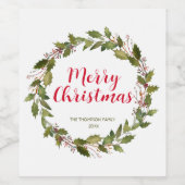 Frohe Weihnachts-Wreath-Geschenk Weinetikett (Einzelnes Label)