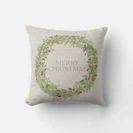 Frohe Weihnachts-Wreath-Grauschnuppe Kissen