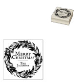 Frohe Weihnachts-Wreath-Individuelle Name Holzbloc Gummistempel (Stempel)