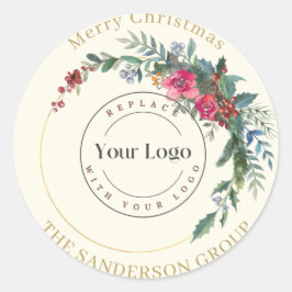 Frohe Weihnachts-Wreath-Logo-Round-Aufkleber Runder Aufkleber