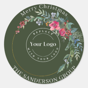Frohe Weihnachts-Wreath-Logo-Round-Aufkleber Runder Aufkleber