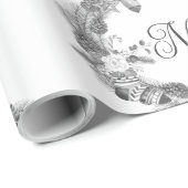 Frohe Weihnachts-Wreath Monochrome Schwarz-weiß Geschenkpapier (Rolleneckpunkt)