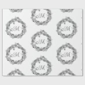Frohe Weihnachts-Wreath Monochrome Schwarz-weiß Geschenkpapier (Flach)
