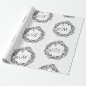 Frohe Weihnachts-Wreath Monochrome Schwarz-weiß Geschenkpapier (Ungerollt)