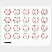 Frohe Weihnachts Wreath Red Script | Kranz Runder Aufkleber (Blatt)