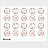 Frohe Weihnachts Wreath Red Script | Kranz Runder Aufkleber (Blatt)