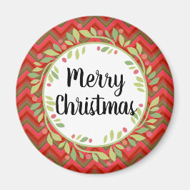 Frohe Weihnachts Wreath Retro Red Magnet