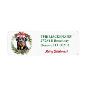 Frohe Weihnachts-Wreath Rottweiler-Rücksendeadress (Vorne)