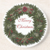 Frohe Weihnachts-Wreath-Untersetzer Untersetzer (Vorne)