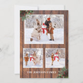 Frohe Weihnachts-Wreath-Wood-Fotokarte Einladung (Vorderseite)