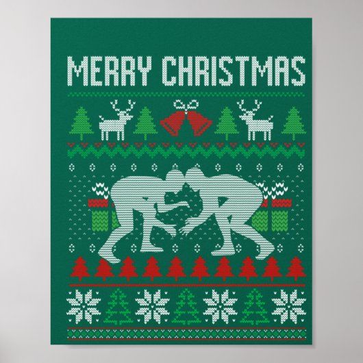Frohe Weihnachts-Wrestling Wrestler Weihnachten We Poster (Vorne)