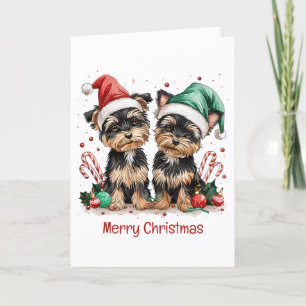 Frohe Weihnachts Yorkshire Terrier Dogs Feiertagskarte