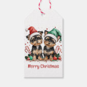 Frohe Weihnachts Yorkshire Terrier Dogs Geschenkanhänger (Vorderseite)
