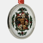 Frohe Weihnachts Yorkshire Terrier Dogs Ornament Aus Metall (Rechts)