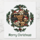 Frohe Weihnachts Yorkshire Terrier Dogs Weinetikett (Einzelnes Label)