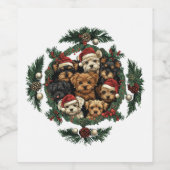 Frohe Weihnachts Yorkshire Terrier Dogs Weinetikett (Einzelnes Label)