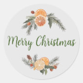 Frohe Weihnachts Zitrusfrüchte Runde Stickers (Vorderseite)