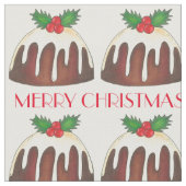 Frohe Weihnachts Zucker Pudding Holly Blätter Stoff (Nahaufnahme)