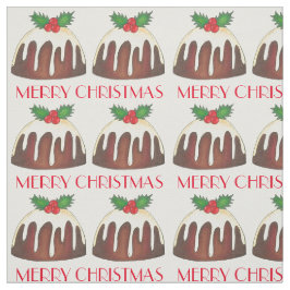 Frohe Weihnachts Zucker Pudding Holly Blätter Stoff