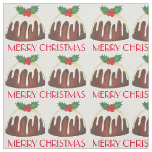 Frohe Weihnachts Zucker Pudding Holly Blätter Stoff
