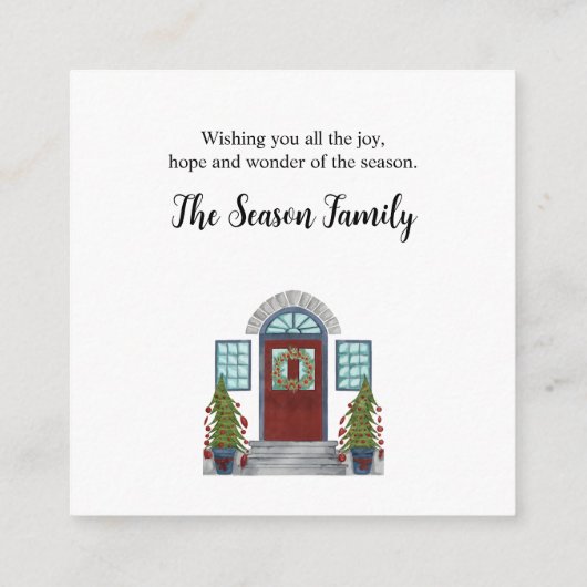 Frohe Weihnachts-Zuhause-Abschlusskarte Begleitkarte (Rückseite)