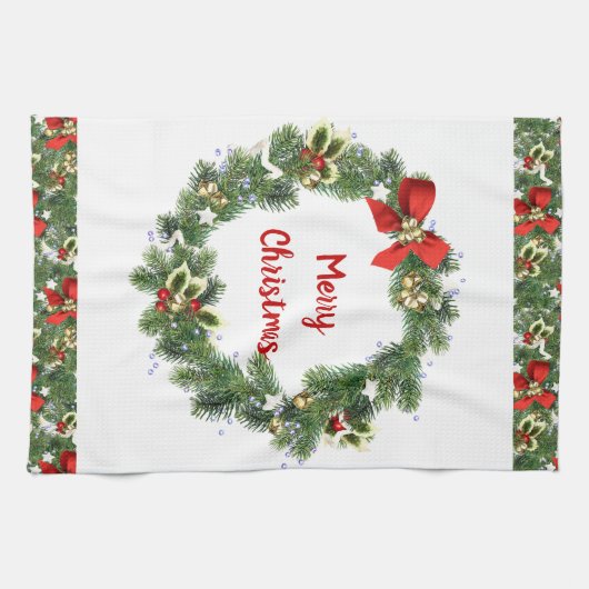 Frohe Weihnachts-Zuhause Geschirrtuch (Horizontal)