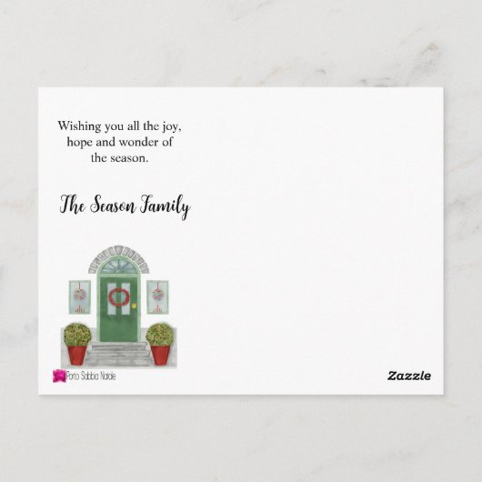 Frohe Weihnachts-Zuhause Postkarte (Rückseite)