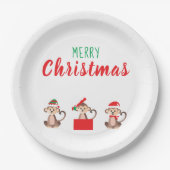 Frohe Weihnachtsaffen Weihnachtsmänner Pappteller (Vorderseite)