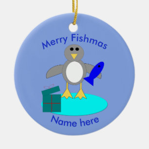 Frohe Weihnachtsangeln Pinguin Custom Ornament