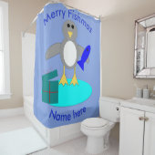 Frohe Weihnachtsangeln Pinguin Duschvorhang (Beispiel)