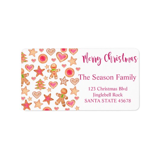 Frohe Weihnachtsaquarellkekse Adressaufkleber (Vorne)