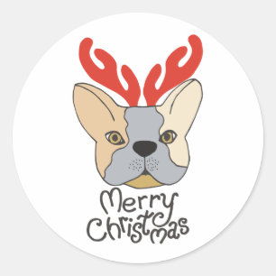 Frohe Weihnachtsaufkleber Dog Xmas Design Runder Aufkleber