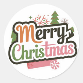 Frohe Weihnachtsaufkleber: Klassische Round Sticke Runder Aufkleber