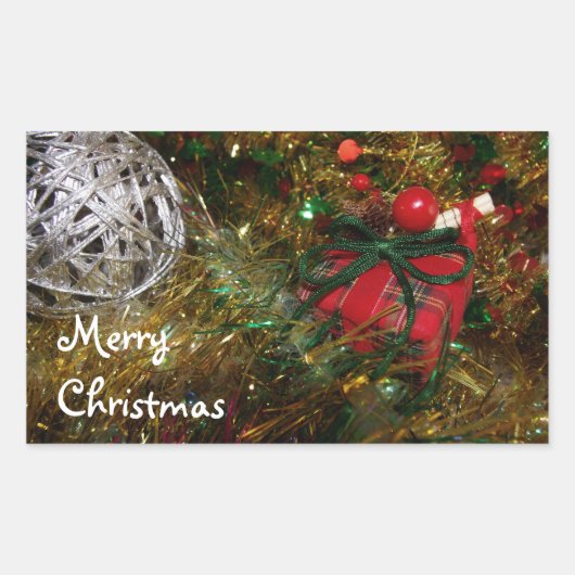 Frohe Weihnachtsaufkleber Rechteckiger Aufkleber (Vorderseite)