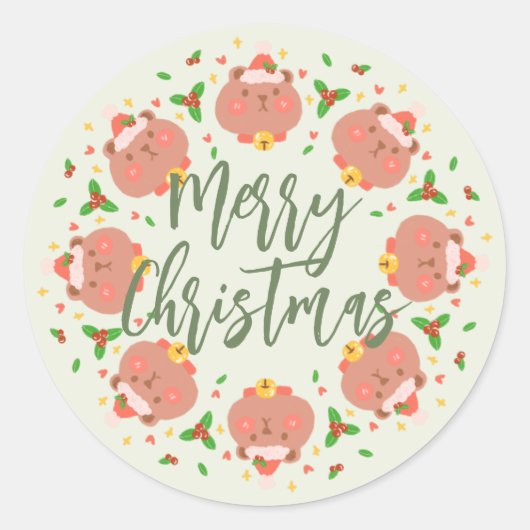 Frohe Weihnachtsaufkleber Runder Aufkleber (Vorderseite)