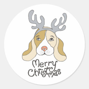 Frohe Weihnachtsaufkleber Xmas Hunde Geschenk Runder Aufkleber
