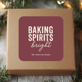 Frohe Weihnachtsbäckerei Burgunder-Feiertag Quadratischer Aufkleber